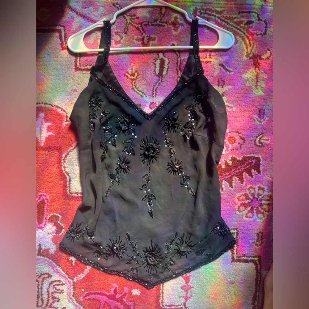 Elegant Black Embellished Women's Top